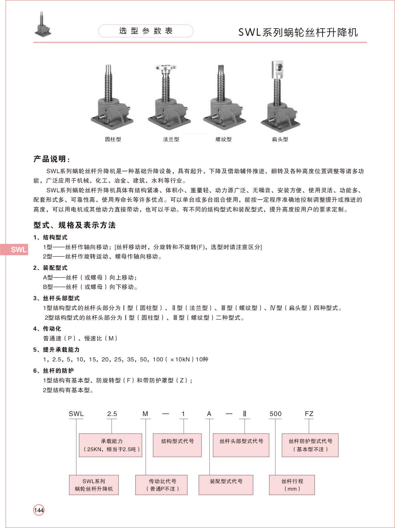 SWL蝸輪絲桿升降機 SWL蝸輪絲桿升降機